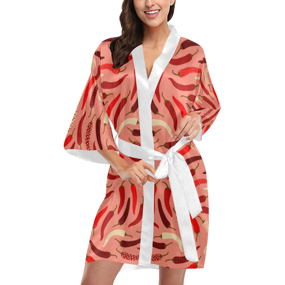 Beautiful Chili peppers pattern Women's Short Kimono Robe