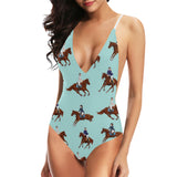 Horses running horses rider pattern Women's One-Piece Swimsuit