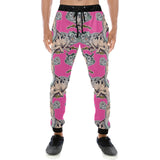 Chameleon lizard pattern pink background Unisex Casual Sweatpants