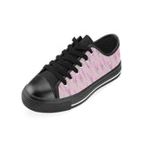 Lavender pattern pink background Men's Low Top Canvas Shoes Black