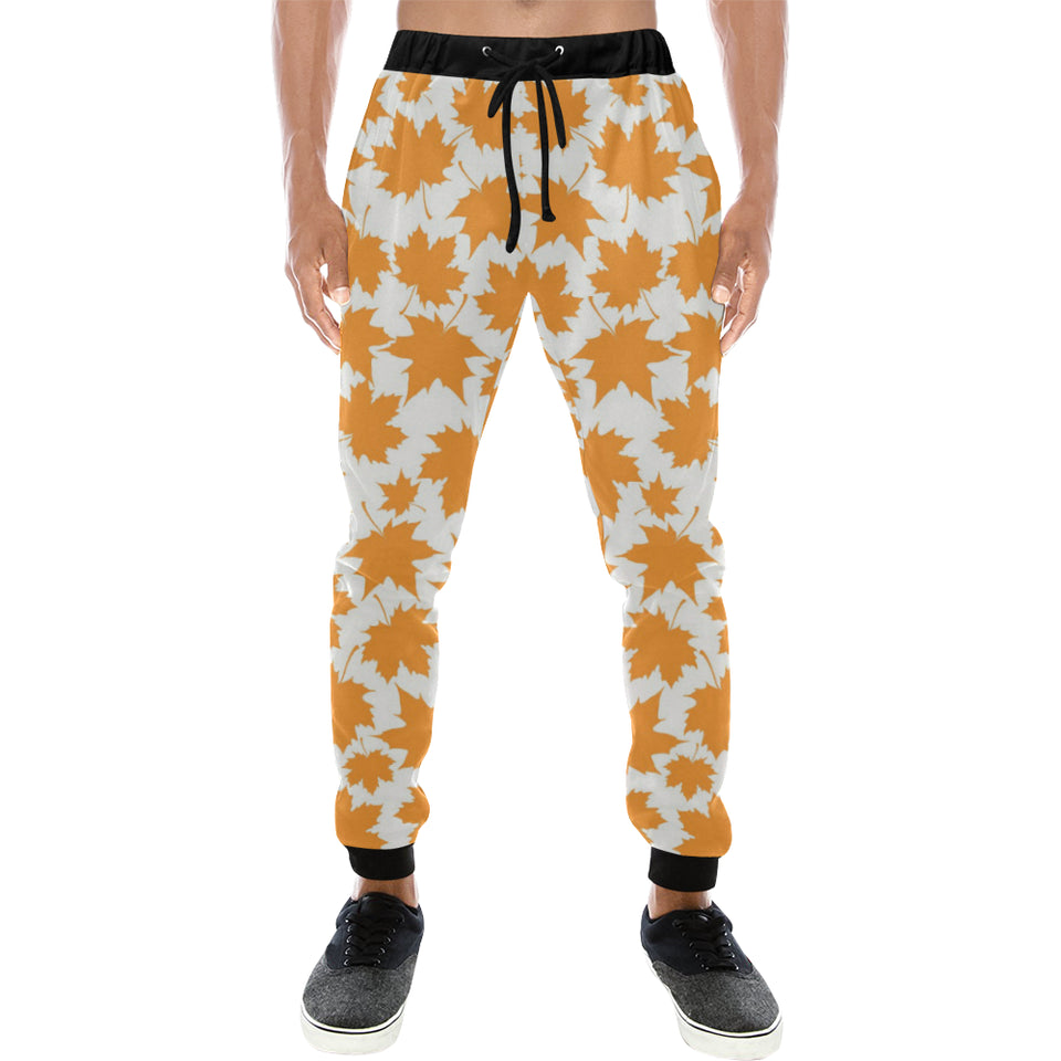 Orange Maple Leaf pattern Unisex Casual Sweatpants