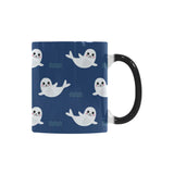 Cute white baby sea lion seal pattern Morphing Mug Heat Changing Mug