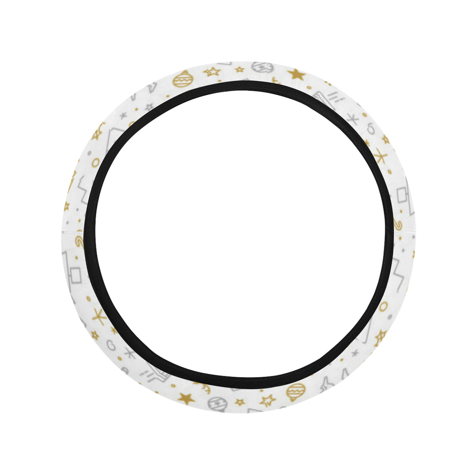 Christmas tree Christmas element Silver gold patte Car Steering Wheel Cover