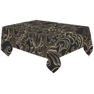 luxurious gold lotus waterlily black background Tablecloth