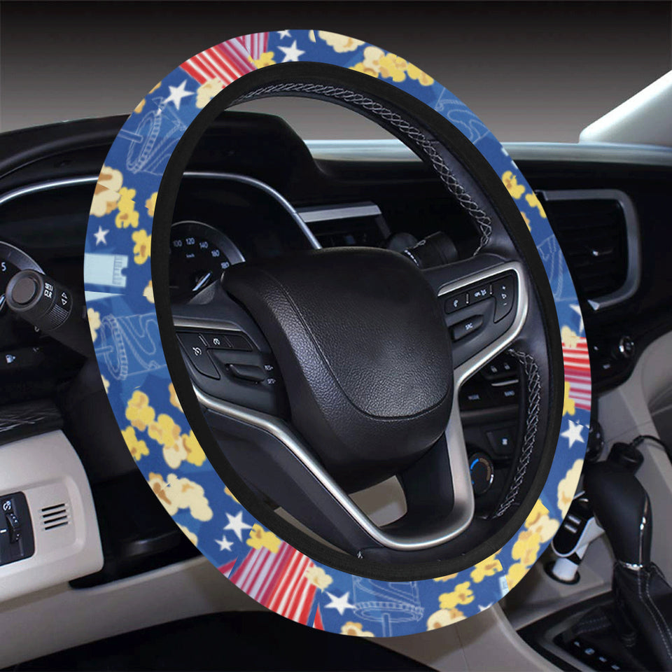 Popcorn Pattern Print Design 01 Car Steering Wheel Cover
