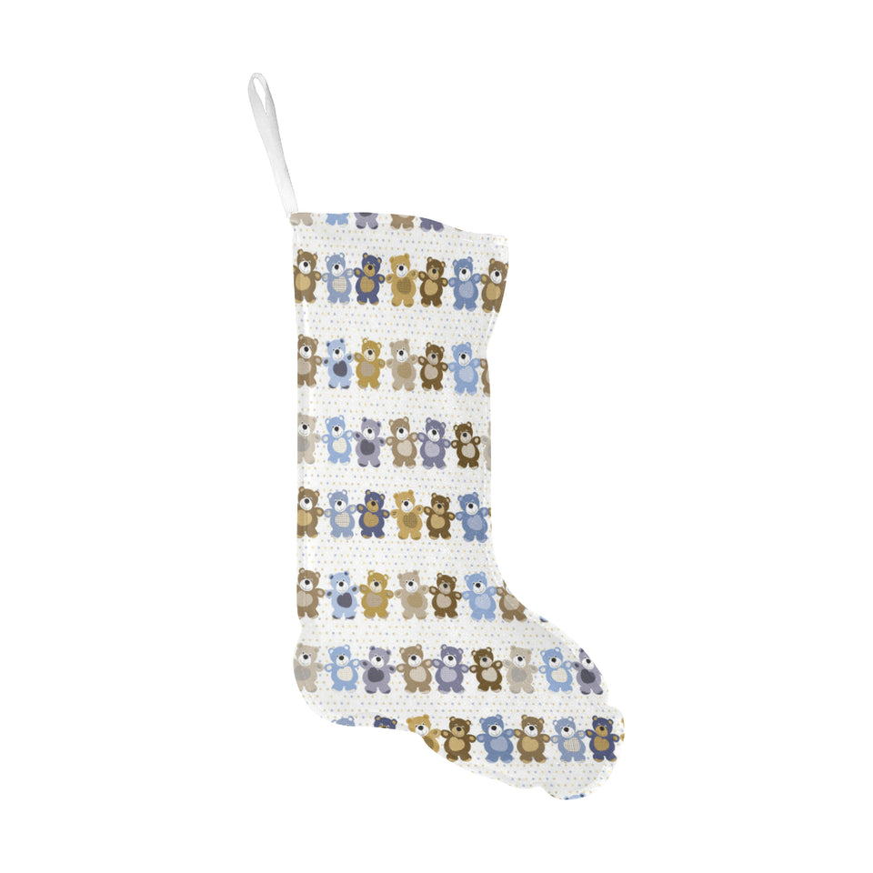 Teddy Bear Pattern Print Design 02 Christmas Stocking