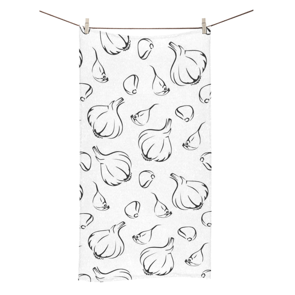 Garlic pattern black white Bath Towel