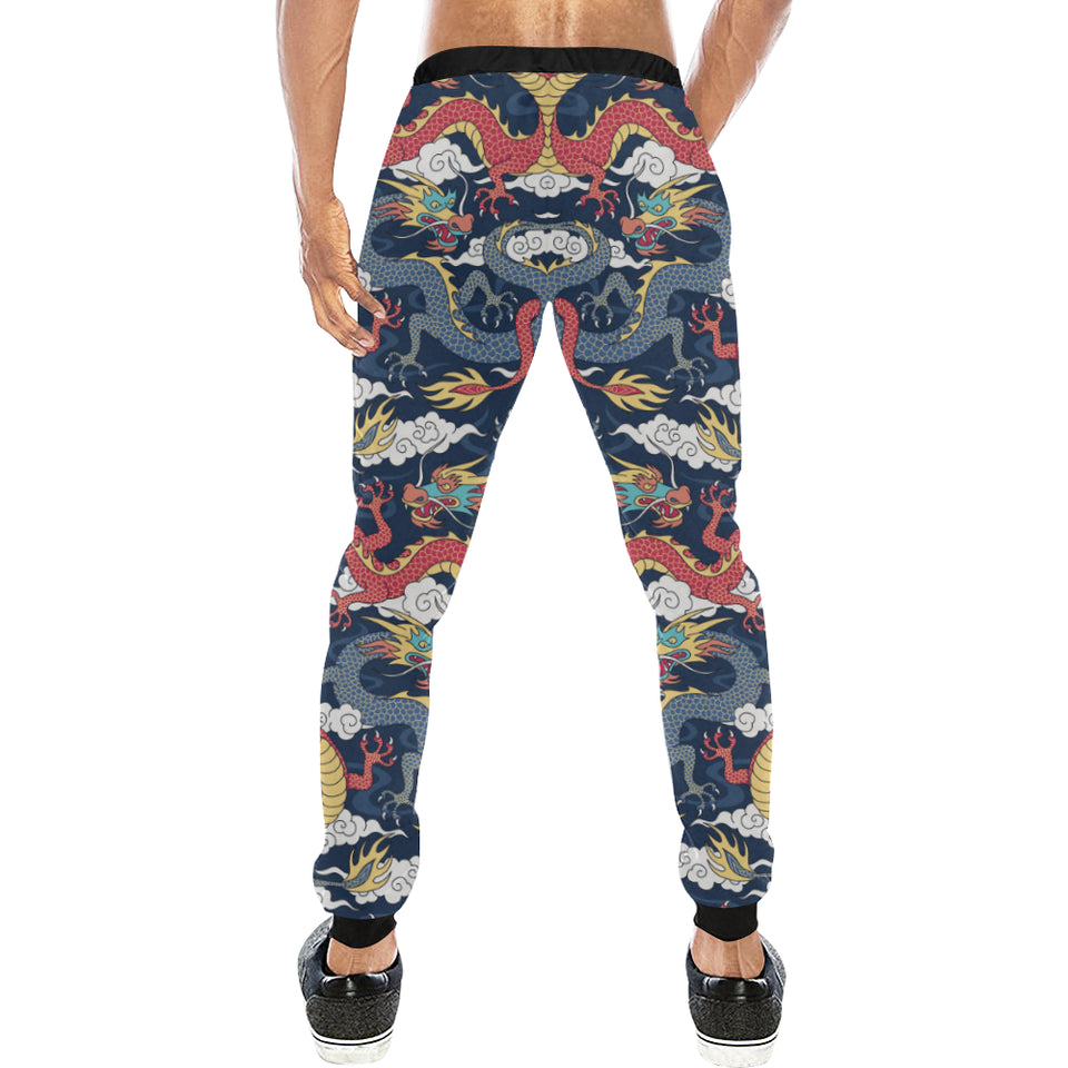 Blue red dragon cloud pattern Unisex Casual Sweatpants