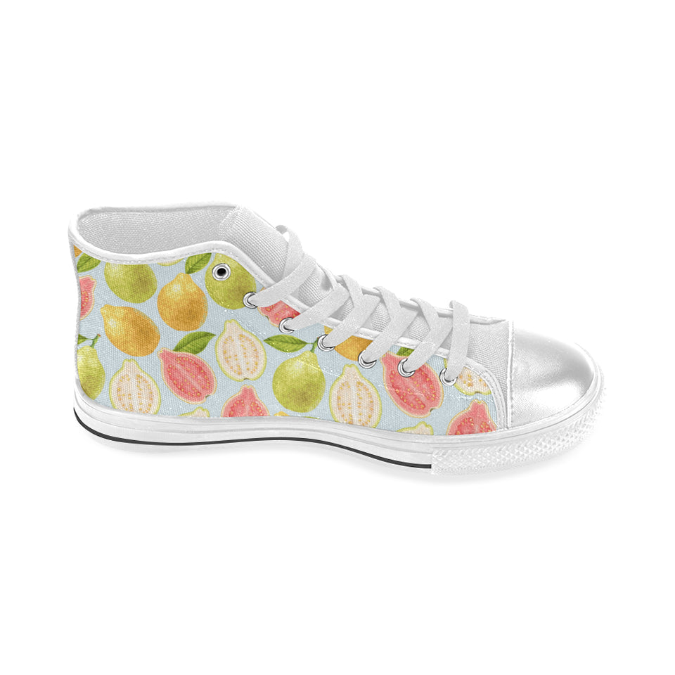 Guava design pattern Women's High Top Canvas Shoes White