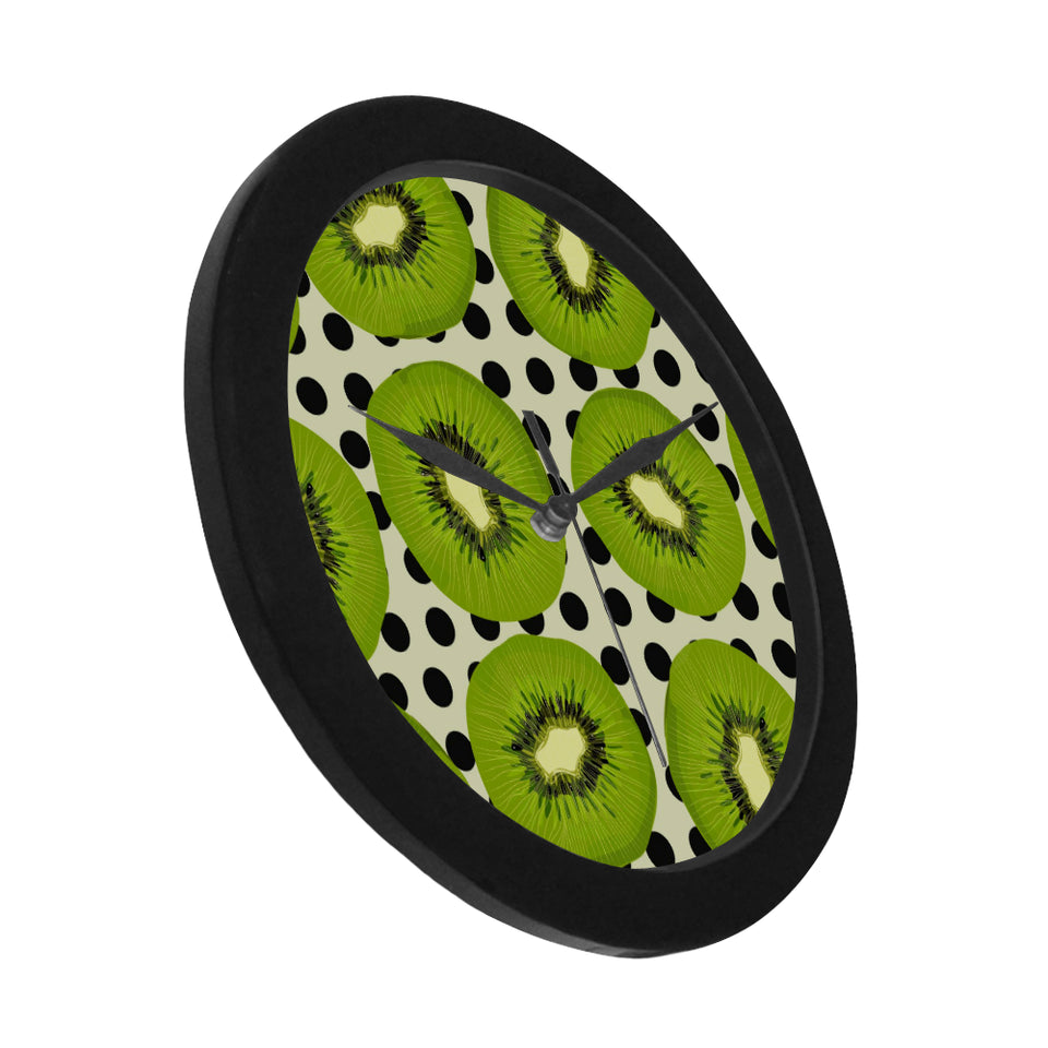 kiwi black dot background Elegant Black Wall Clock