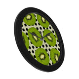 kiwi black dot background Elegant Black Wall Clock
