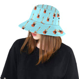 electric guitar pattern light blue background Unisex Bucket Hat