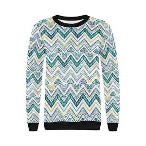 zigzag  chevron paint design pattern Women's Crew Neck Sweatshirt