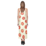 Tomato dot background V-Neck Open Fork Long Dress