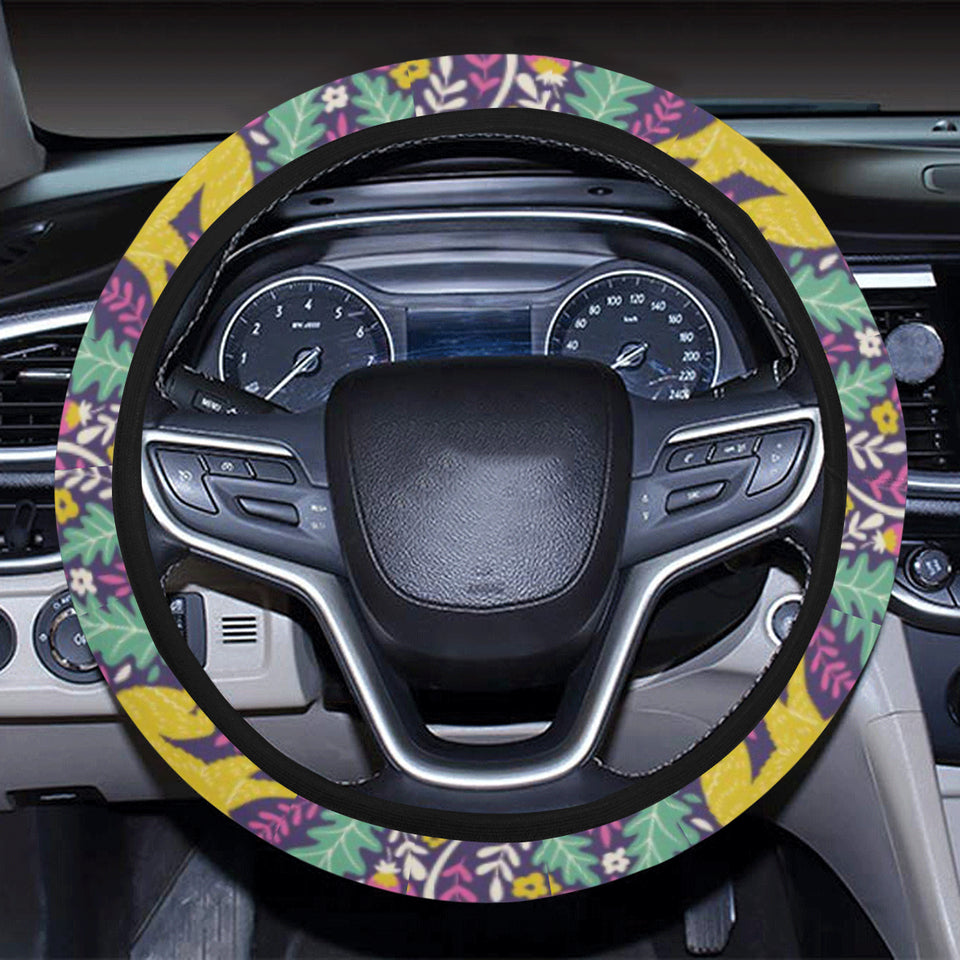 Cute yellow monkey leaves pattern Car Steering Wheel Cover