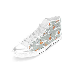 Beautiful deers Winter Christmas Women's High Top Canvas Canvas Shoes White