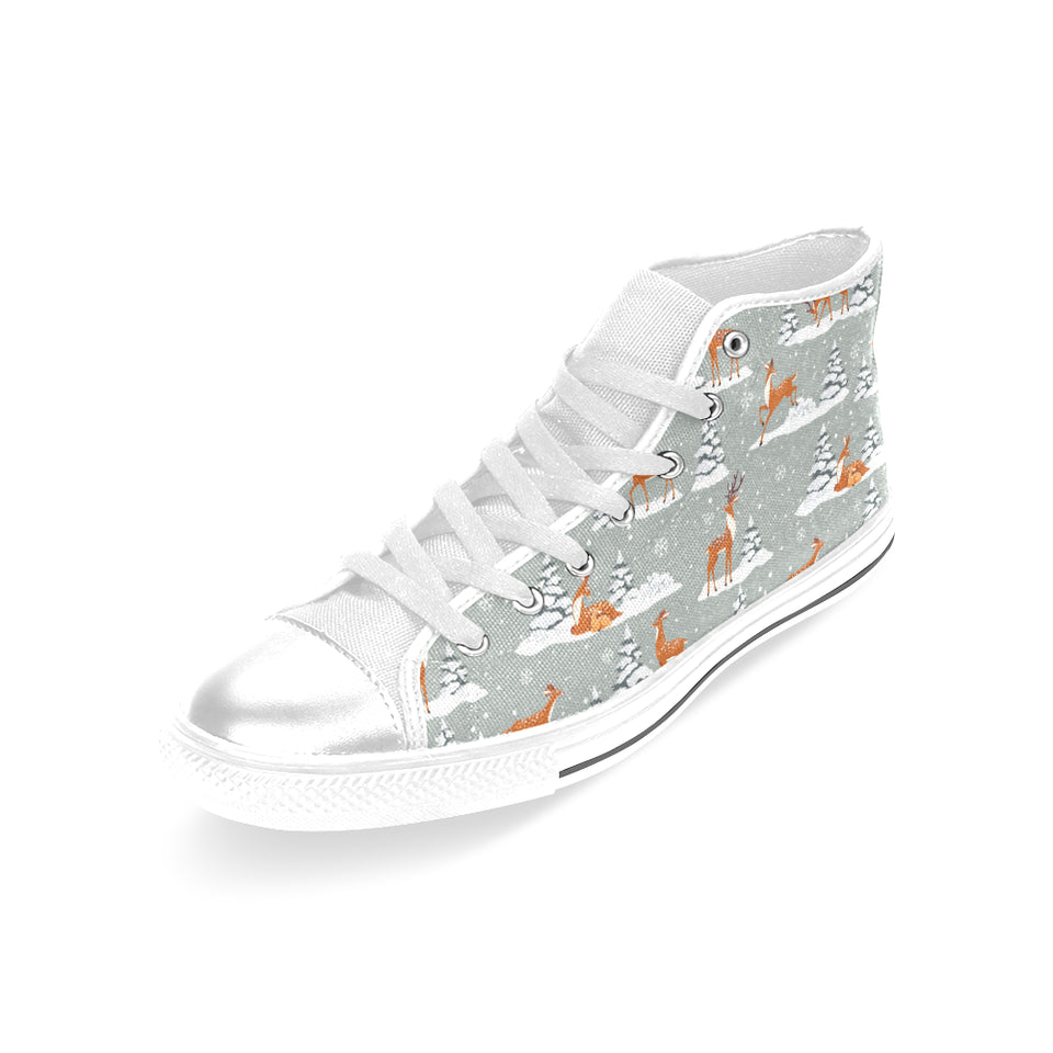 Beautiful deers Winter Christmas Women's High Top Canvas Canvas Shoes White