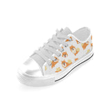 Brown pomeranian pattern Men's Low Top Shoes White