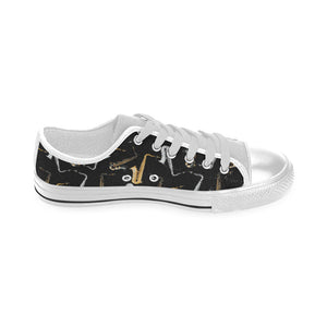 saxophone design pattern Men's Low Top Shoes White