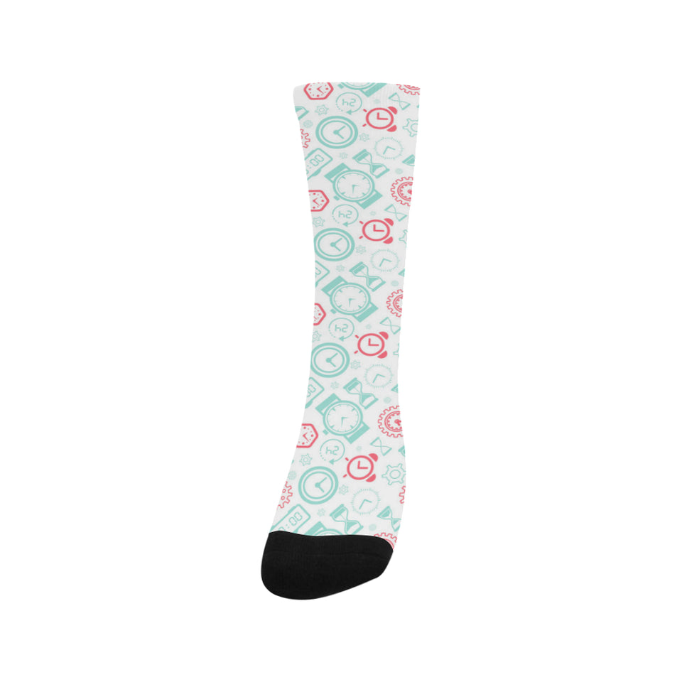 Clock time pattern blackground Crew Socks