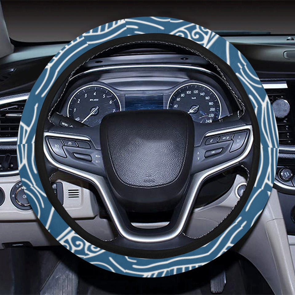 Hand drawn sailboat pattern Car Steering Wheel Cover