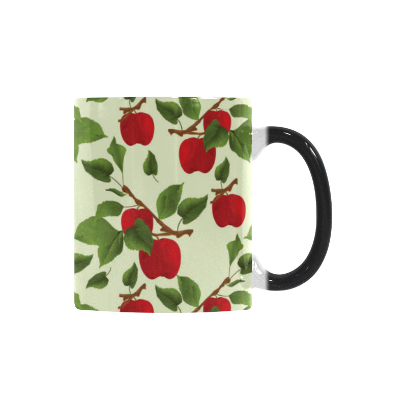 Red apples leaves pattern Morphing Mug Heat Changing Mug