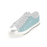 Snowflake pattern blue stripe background Women's Low Top Canvas Shoes White