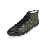 Digital Green camouflage pattern Men's High Top Canvas Shoes Black