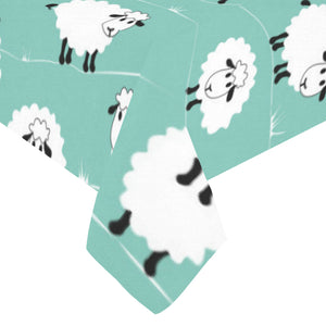 Cute sheep green background Tablecloth