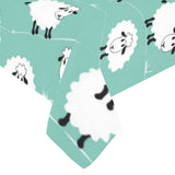 Cute sheep green background Tablecloth