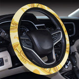 Saxophone cornet pattern yellow background Car Steering Wheel Cover