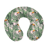 Toucan tropical green jungle palm pattern U-Shaped Travel Neck Pillow