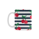 Hand drawn cherry pattern striped background Classical White Mug (Fulfilled In US)