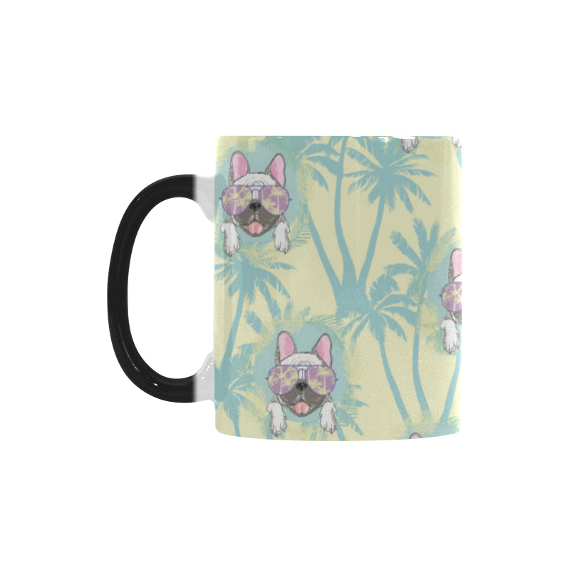 French bulldog hawaii blackground Morphing Mug Heat Changing Mug