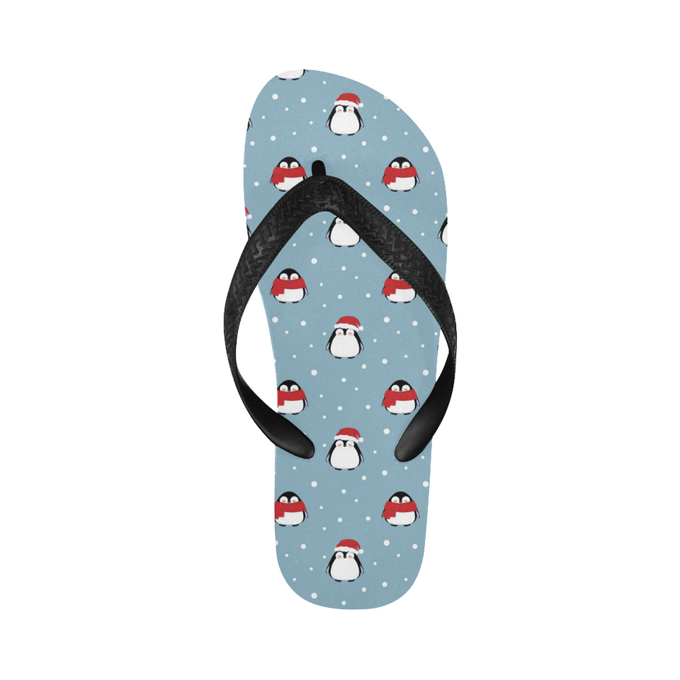 Cute penguin christmas snow pattern Unisex Flip Flops