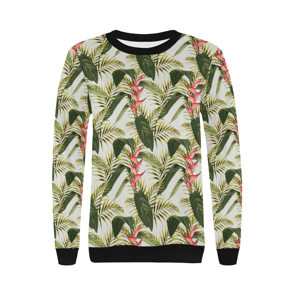 heliconia pattern Women's Crew Neck Sweatshirt