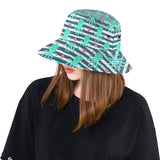 Cute octopuses heart striped background Unisex Bucket Hat