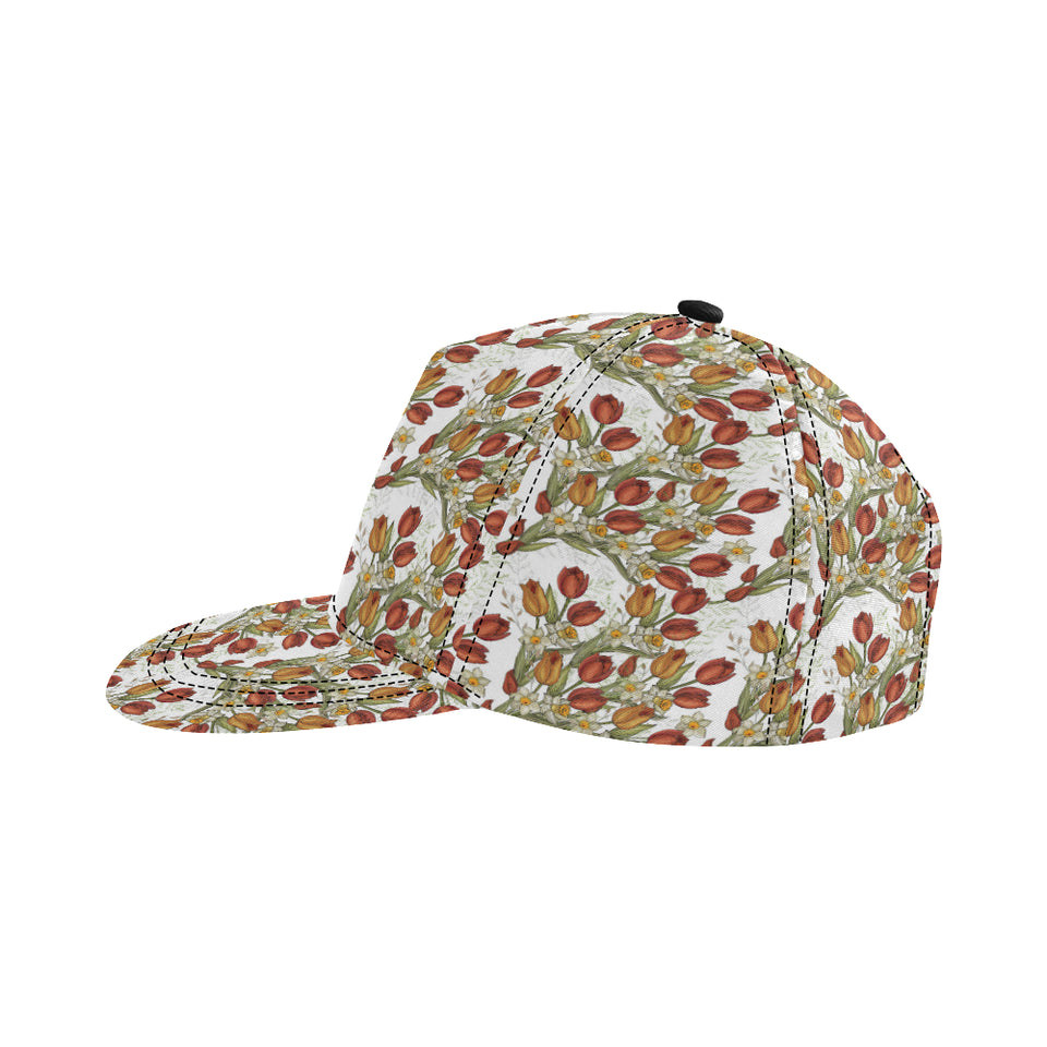 Red tulips and daffodils pattern All Over Print Snapback Cap