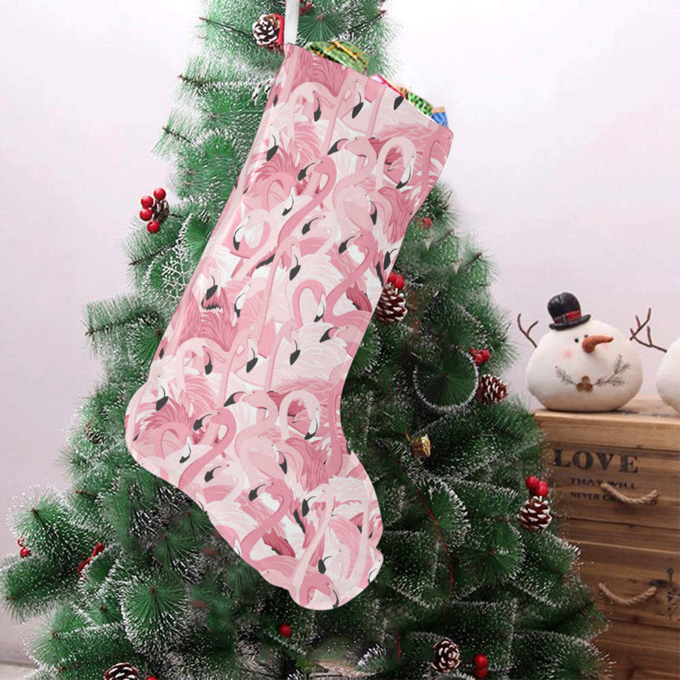 Pink flamingos pattern background Christmas Stocking