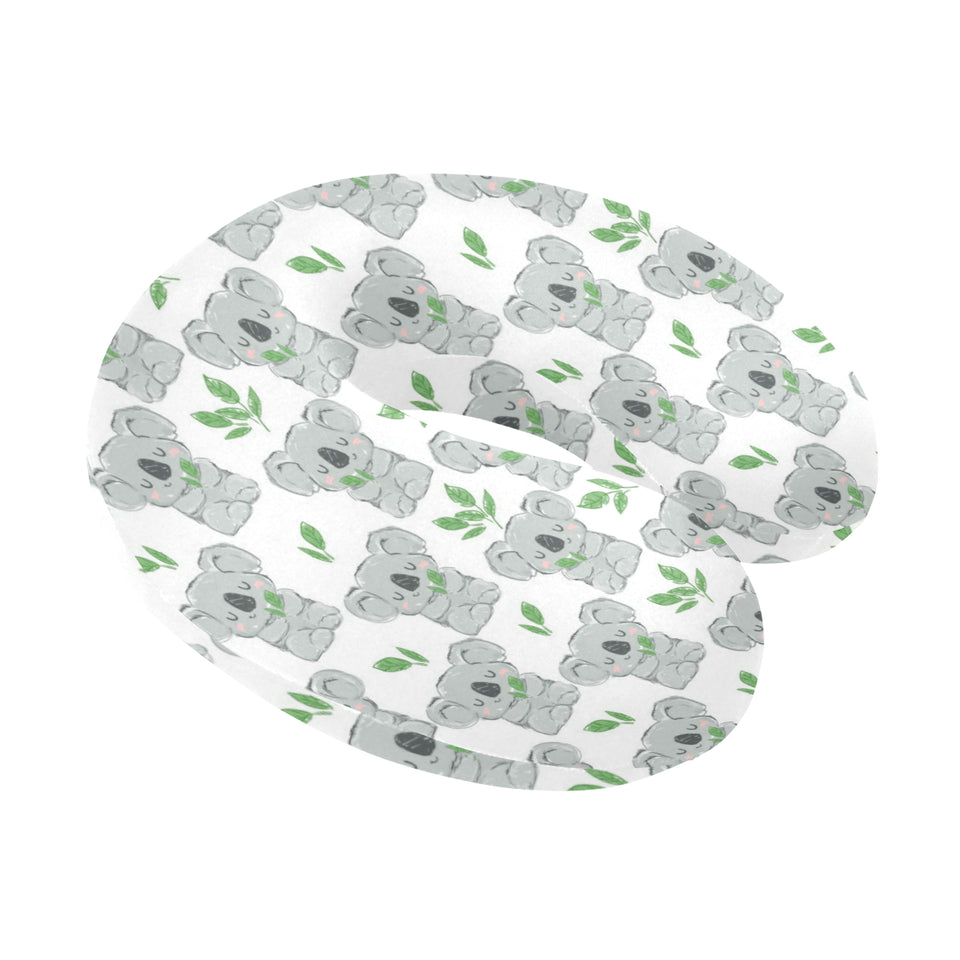 Hand drawn Koala leaves pattern U-Shaped Travel Neck Pillow