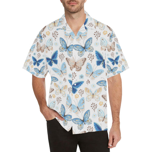 blue butterfly pattern Men's All Over Print Hawaiian Shirt