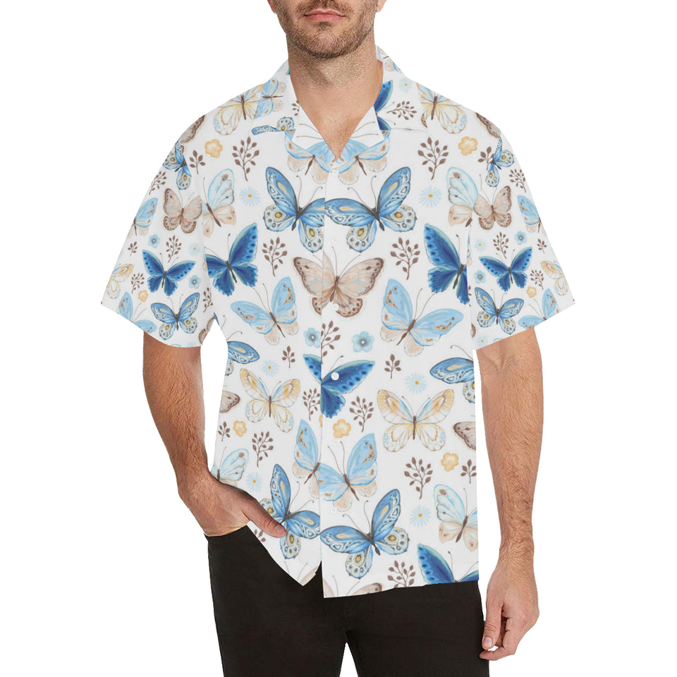 blue butterfly pattern Men's All Over Print Hawaiian Shirt