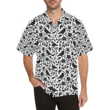 Crow dark floral pattern Men's All Over Print Hawaiian Shirt