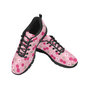 cherry flower pattern pink background Men's Sneaker Shoes