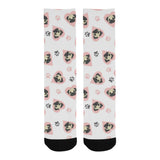 Cute pugs pink heart paw pattern Crew Socks
