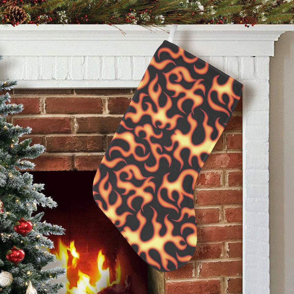 Fire flame dark pattern Christmas Stocking