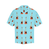 electric guitar pattern light blue background Men's All Over Print Hawaiian Shirt