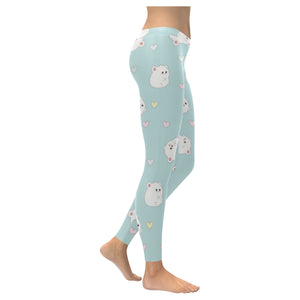 White cute hamsters heart pattern Women's Legging Fulfilled In US