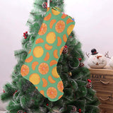 orange fruit pattern green background Christmas Stocking