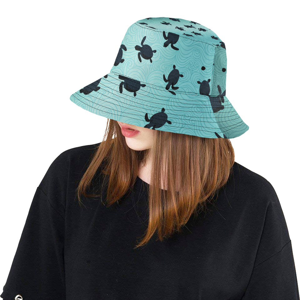 Sea turtle with blue ocean backgroud Unisex Bucket Hat